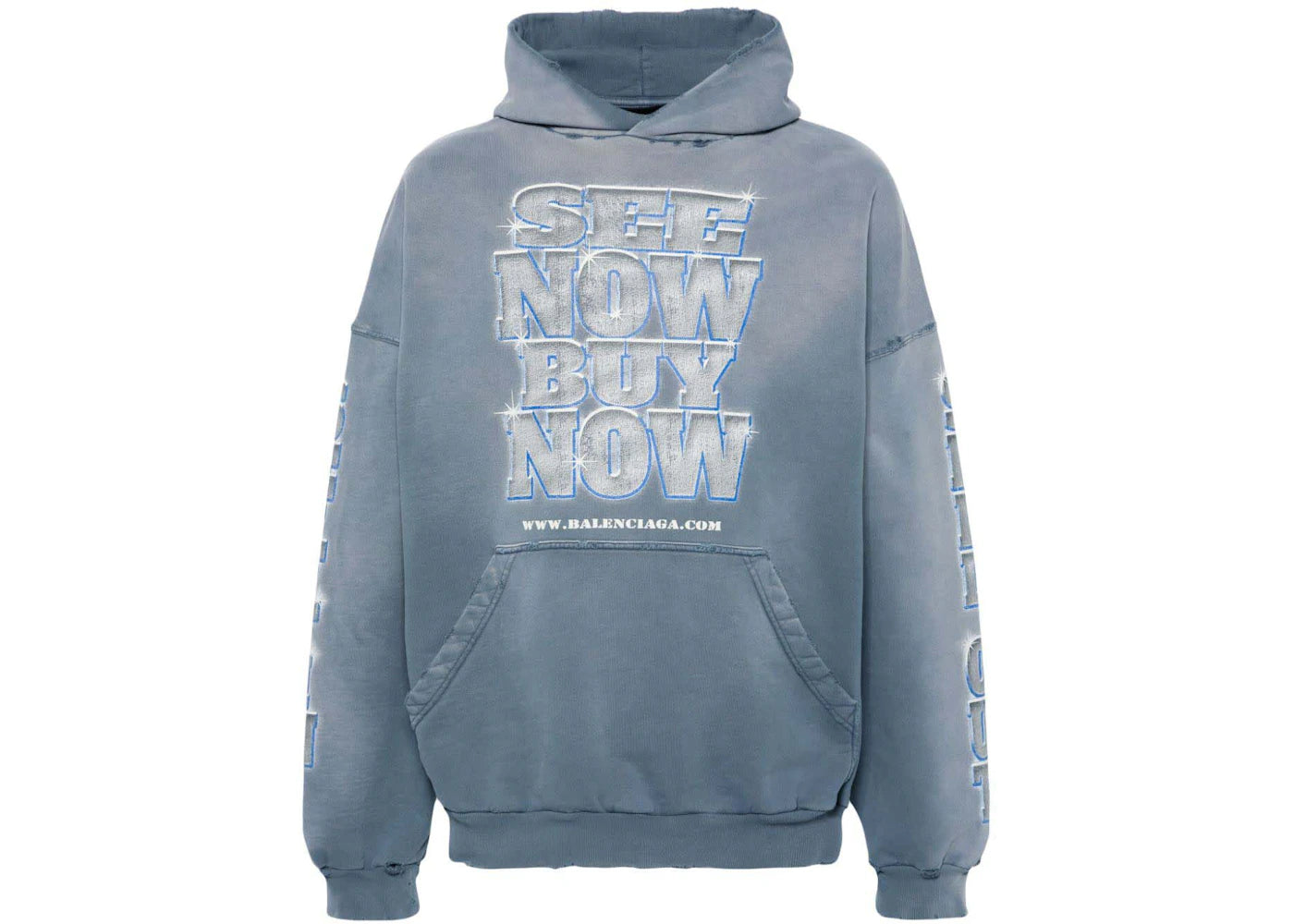 Balenciaga Large Fit Hoodie Washed Blue
