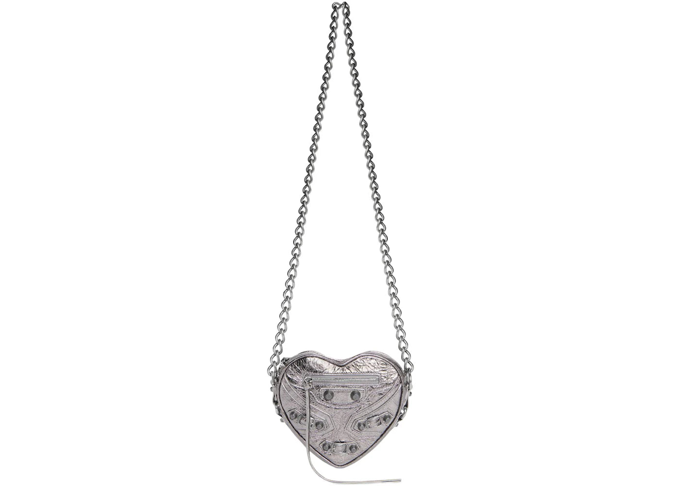 Balenciaga Le Cagole Heart Mini Metallized Bag Silver