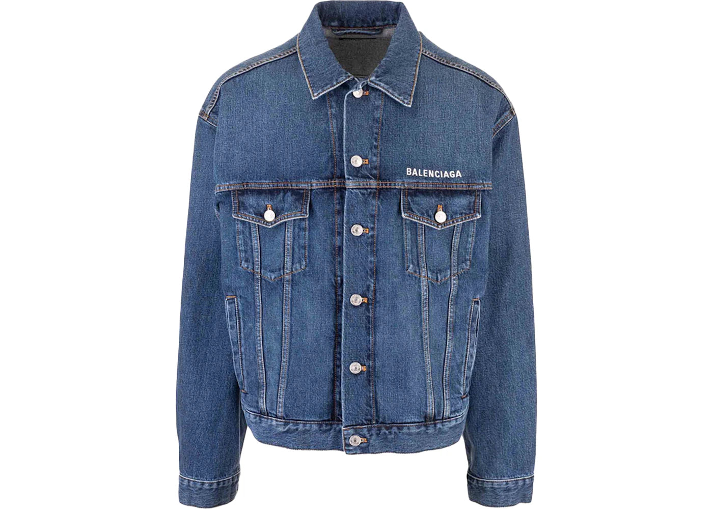 Balenciaga Logo Denim Jacket Blue