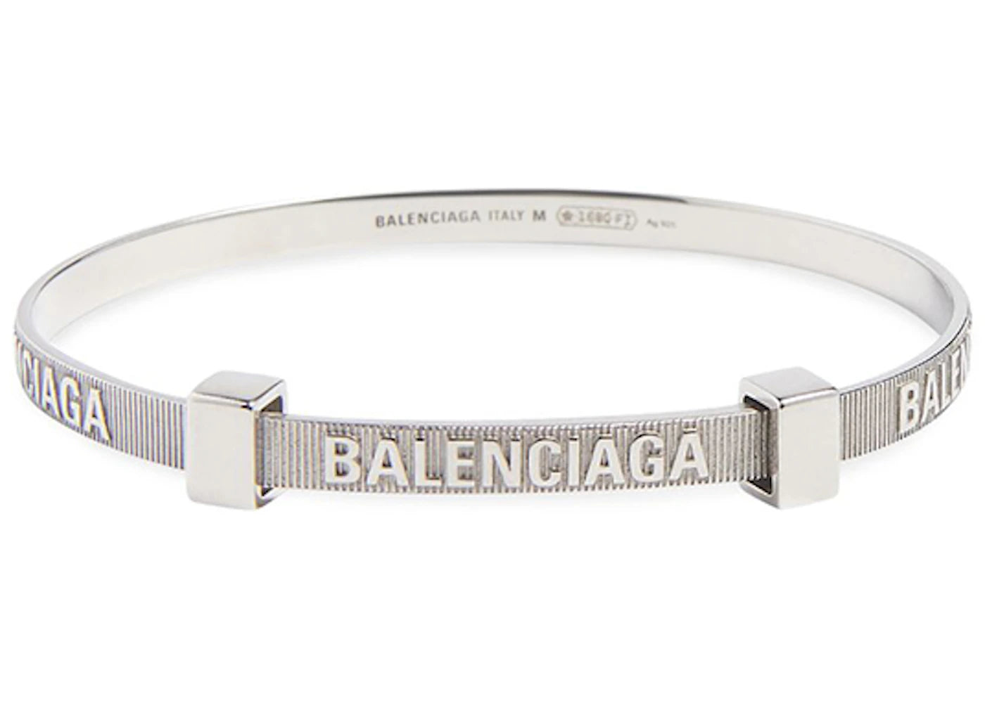 Balenciaga Logo Hoop Bracelet Silver
