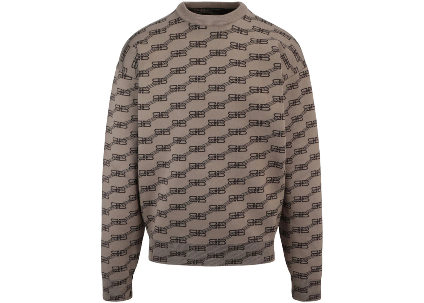 Balenciaga Logo Intarsia-Knit Sweater Beige