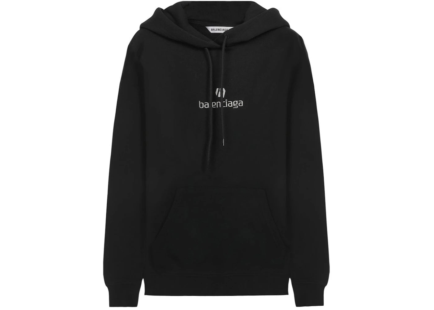 Balenciaga Logo Print Cotton Hoodie Black