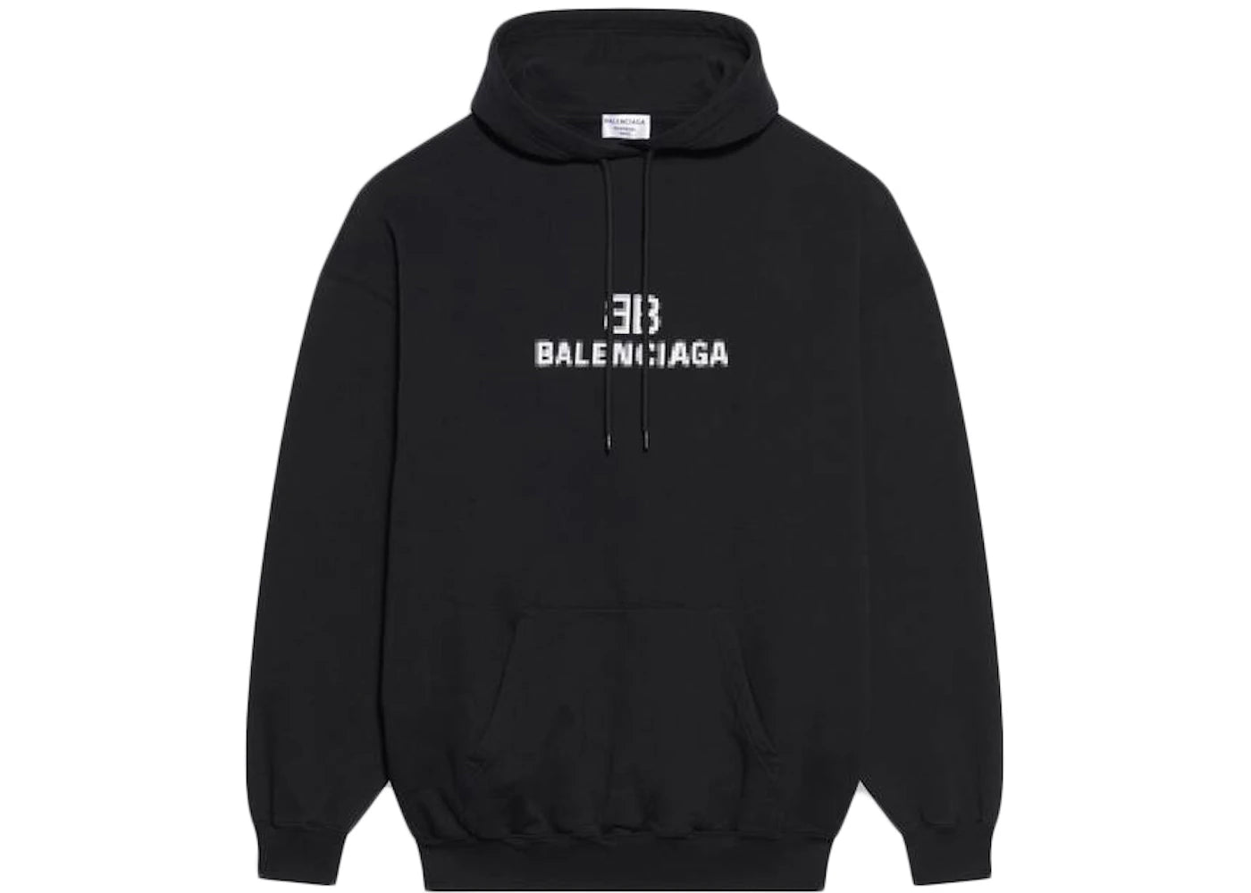 Balenciaga Mens BB Pixel Medium Fit Hoodie Black