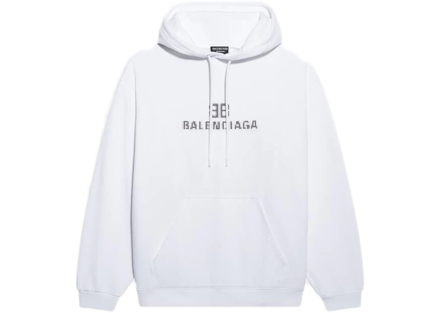 Balenciaga Mens BB Pixel Medium Fit Hoodie White