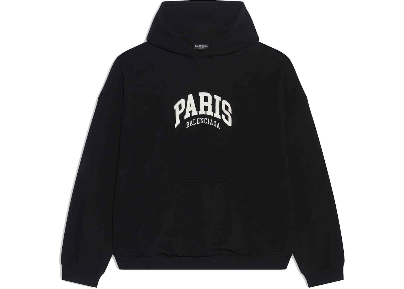 Balenciaga Mens Cities Paris Wide Fit Hoodie Black