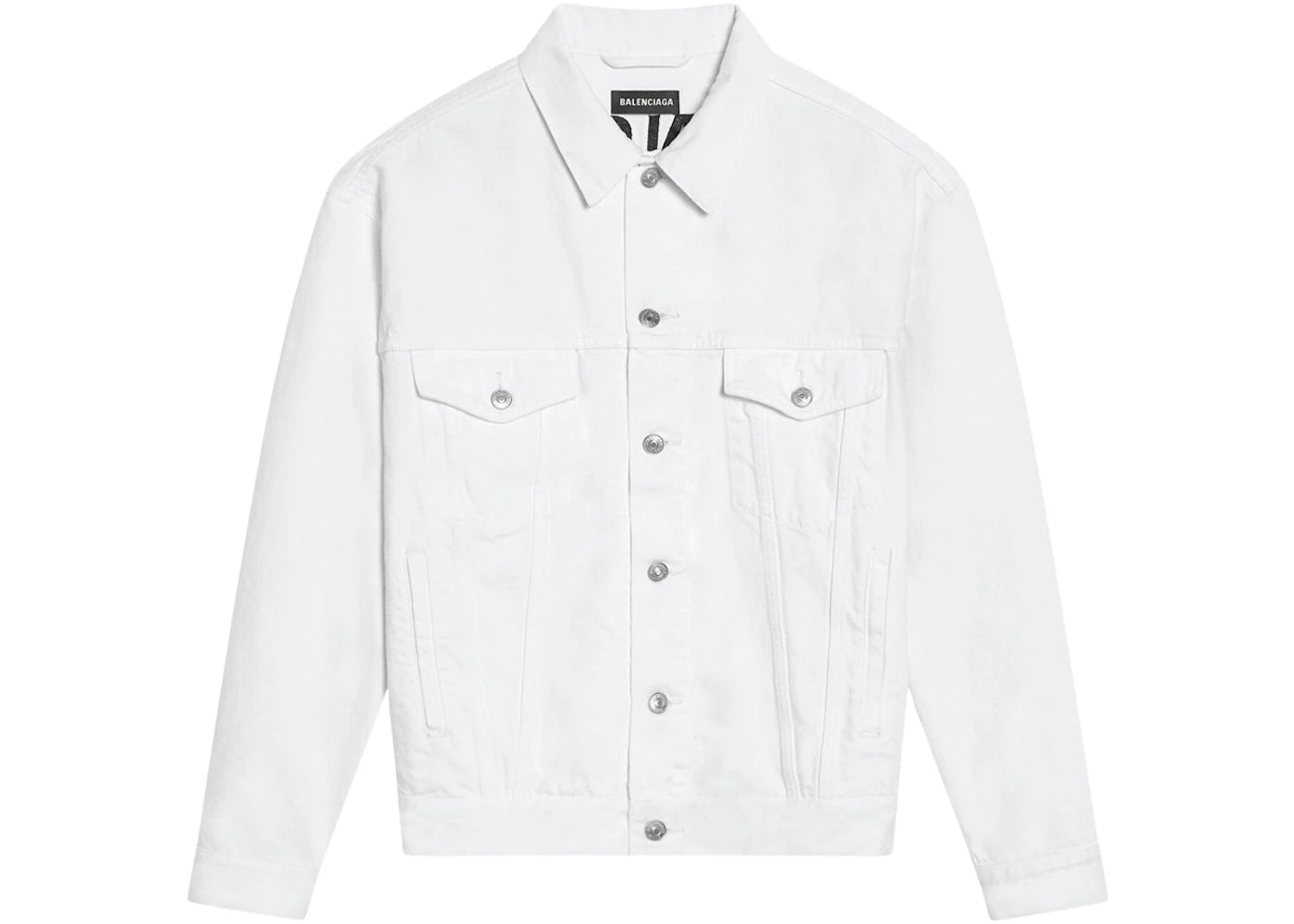 Balenciaga Men's Embroidered Logo Japanese denim Jacket White/Black