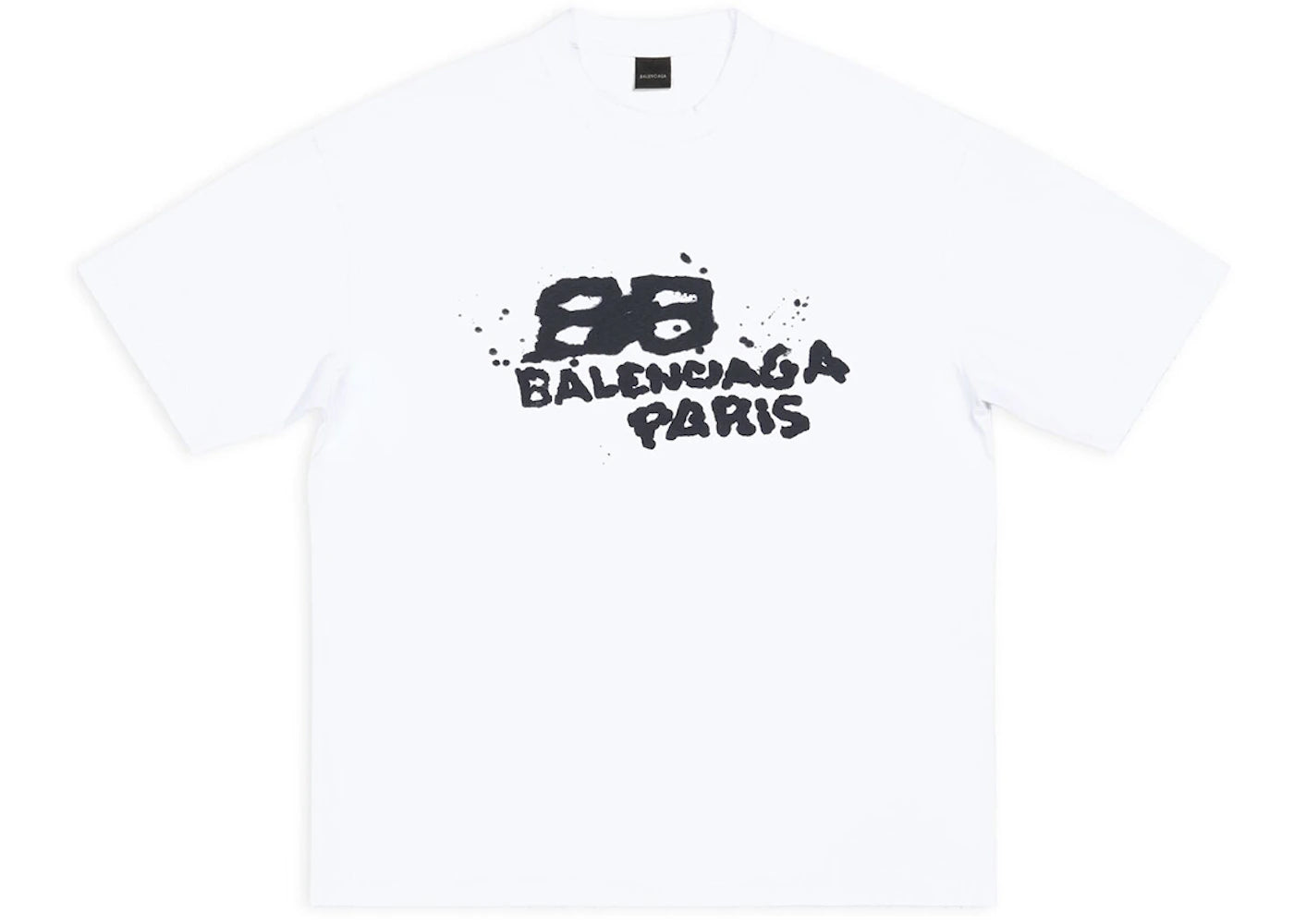 Balenciaga Men's Hand Drawn BB Icon Medium Fit Vintage T-Shirt White/Black