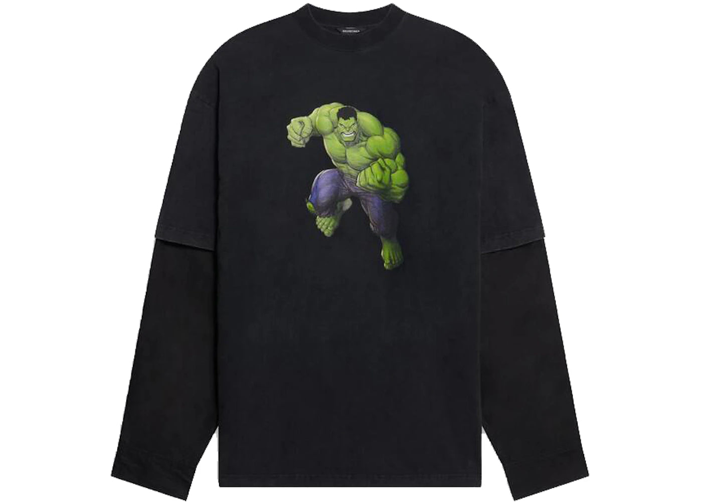 Balenciaga Mens Hulk 2021 MARVEL Layered T-shirt Black