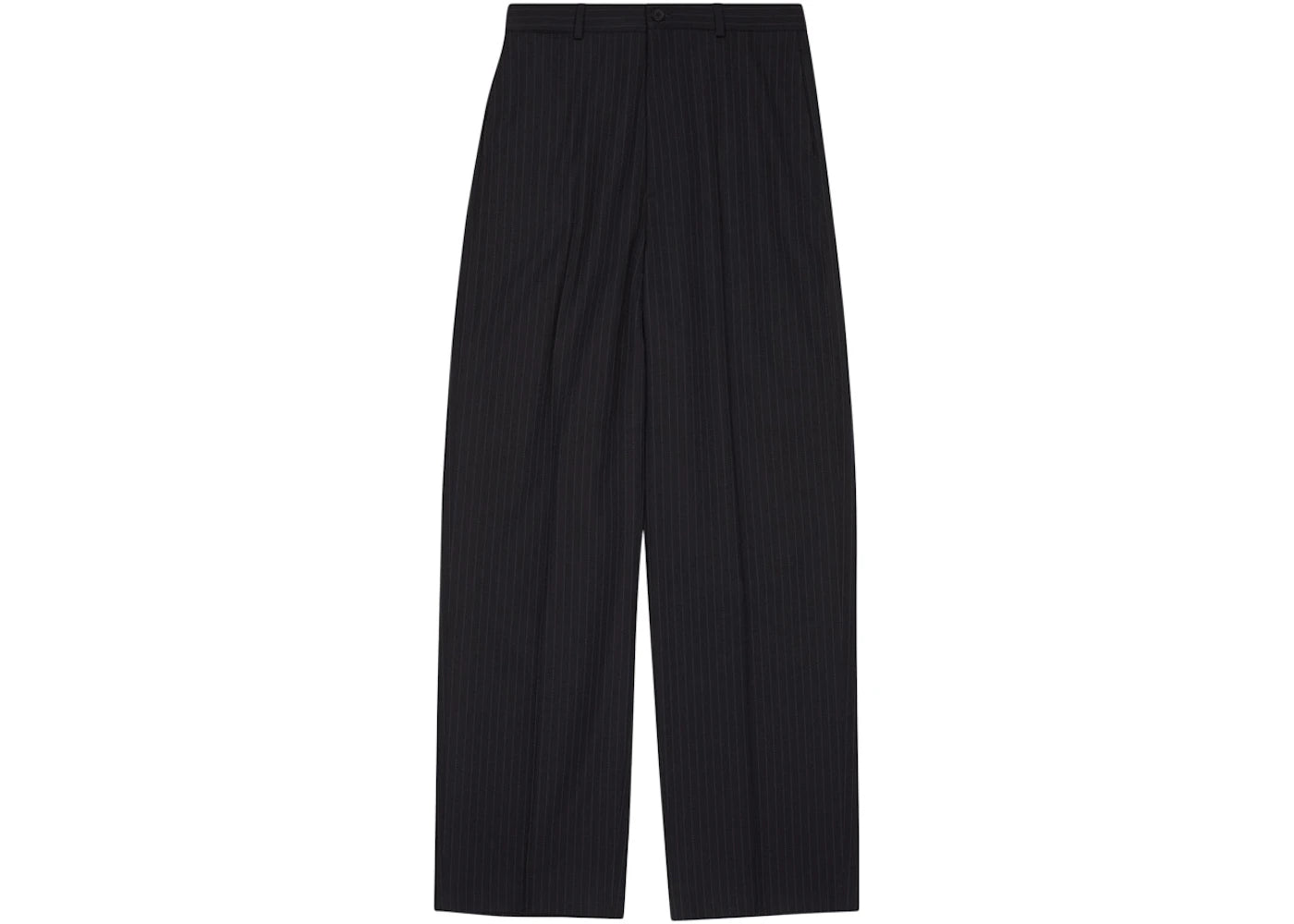 Balenciaga Men's Large Fit Tailored Pinstripe Tailoring Twill Pants Black