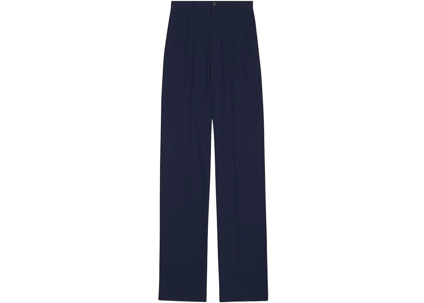 Balenciaga Men's Large Fit Tailored Stretch Wool Twill Pants Navy Blue