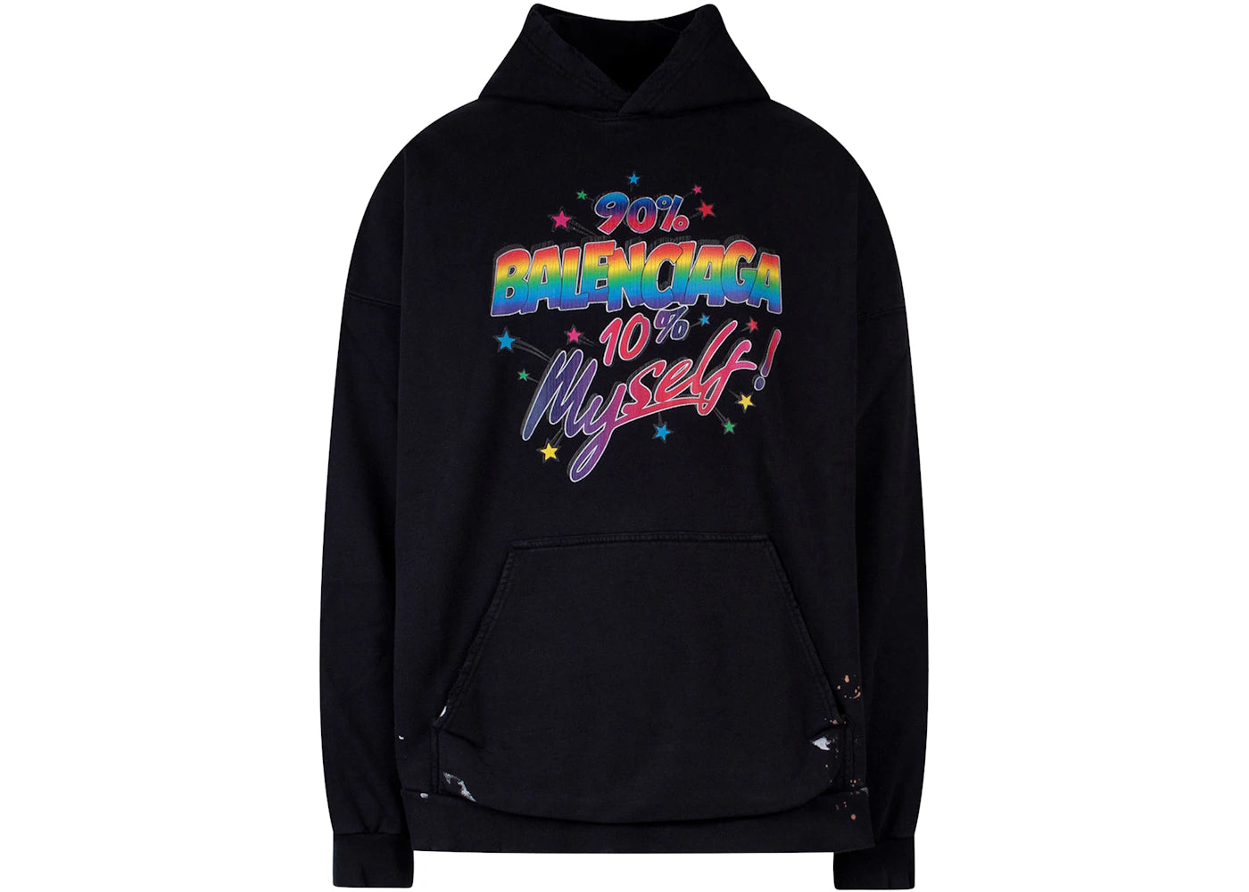 Balenciaga Multicolor Print Oversize Cotton Sweatshirt Black