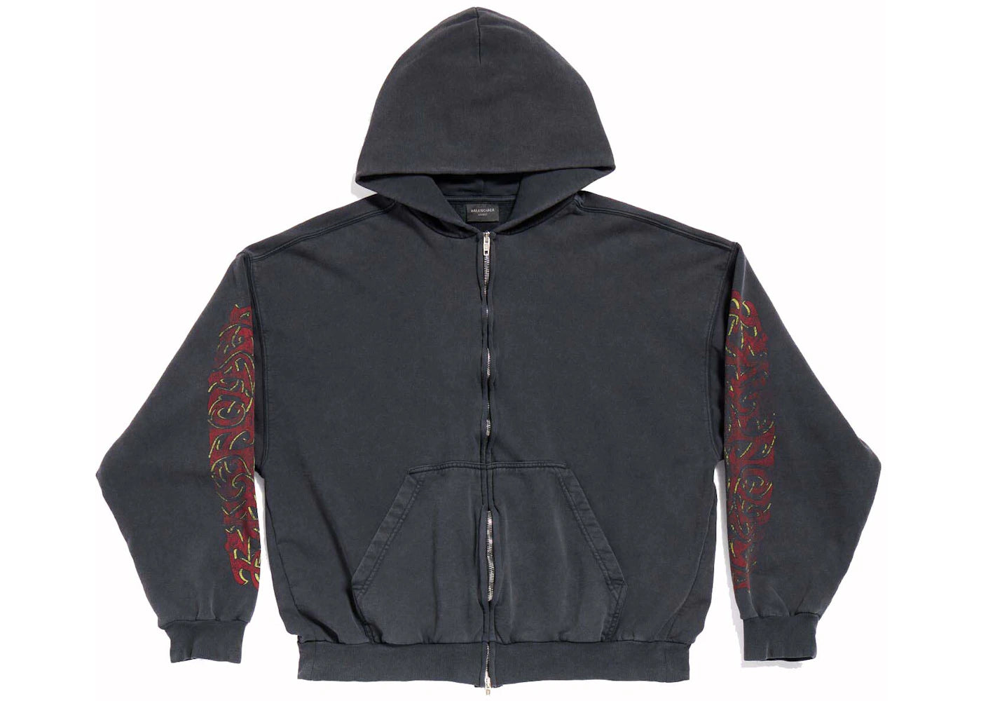 Balenciaga Offshore Zip-Up Hoodie Medium Fit Black Faded