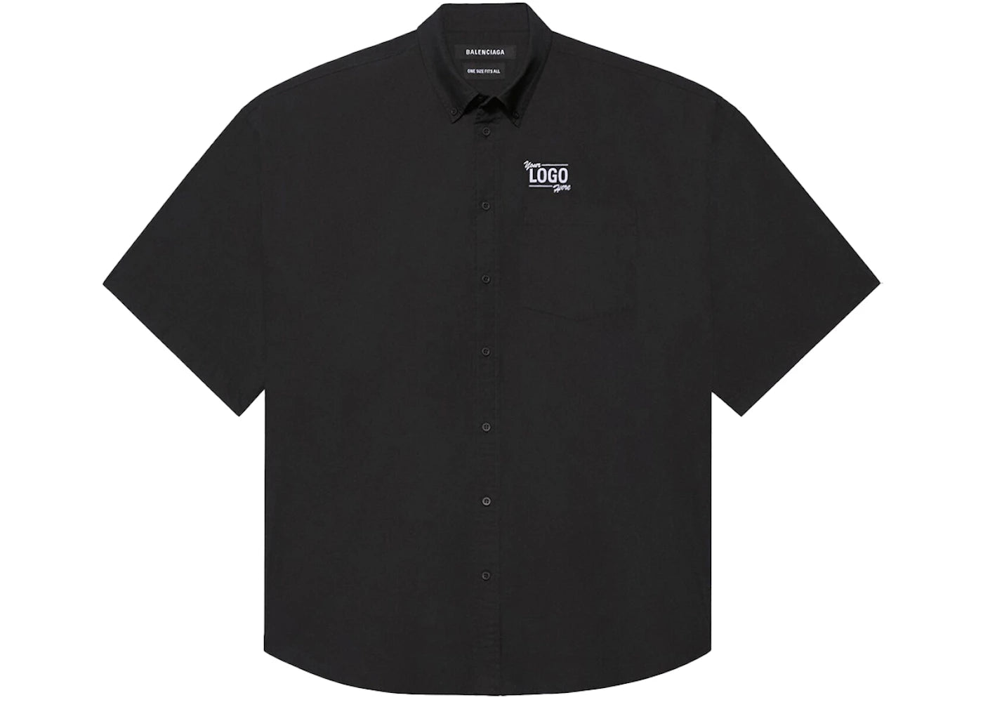 Balenciaga One Size Your Logo Here Short Sleeve Shirt Black