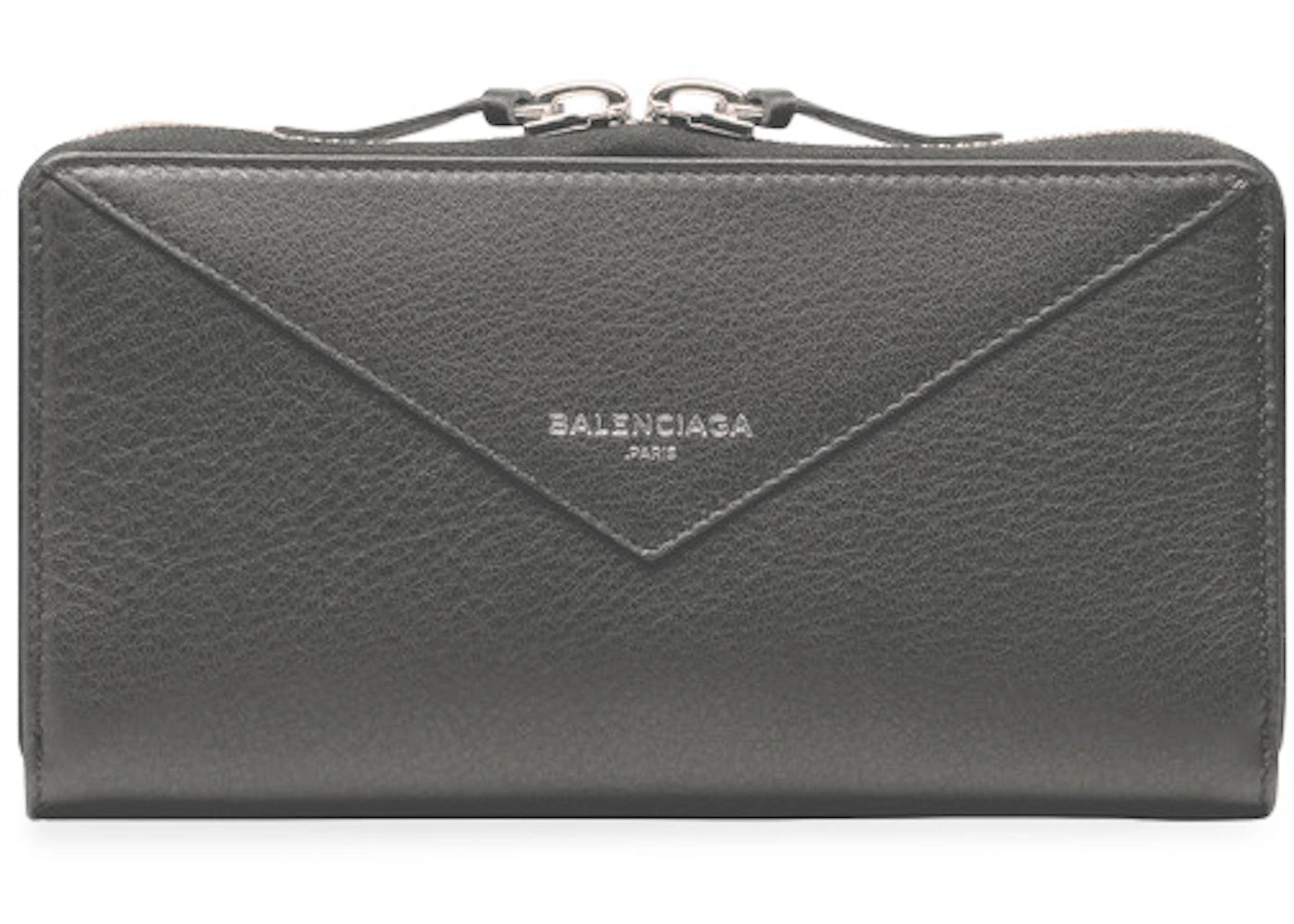 Balenciaga Papier Continental Zip Around Metal Grey