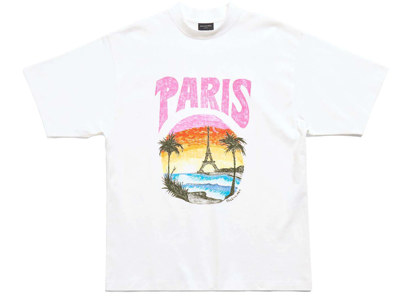 Balenciaga Paris Tropical T-Shirt Medium Fit White/Pink
