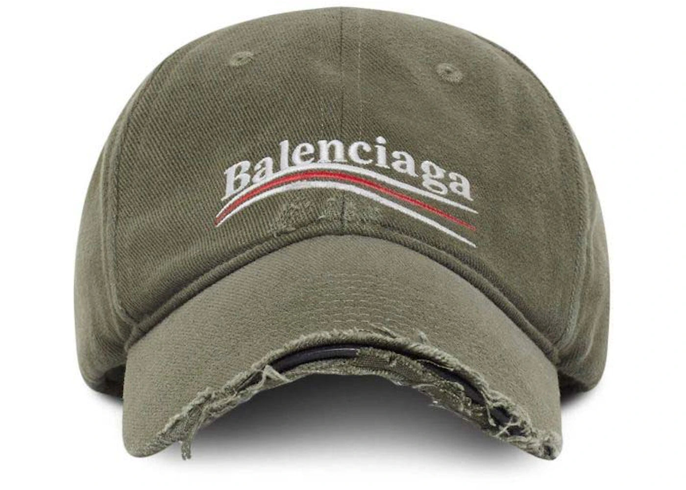 Balenciaga Political Campaign Distressed Cap Khaki/Multi