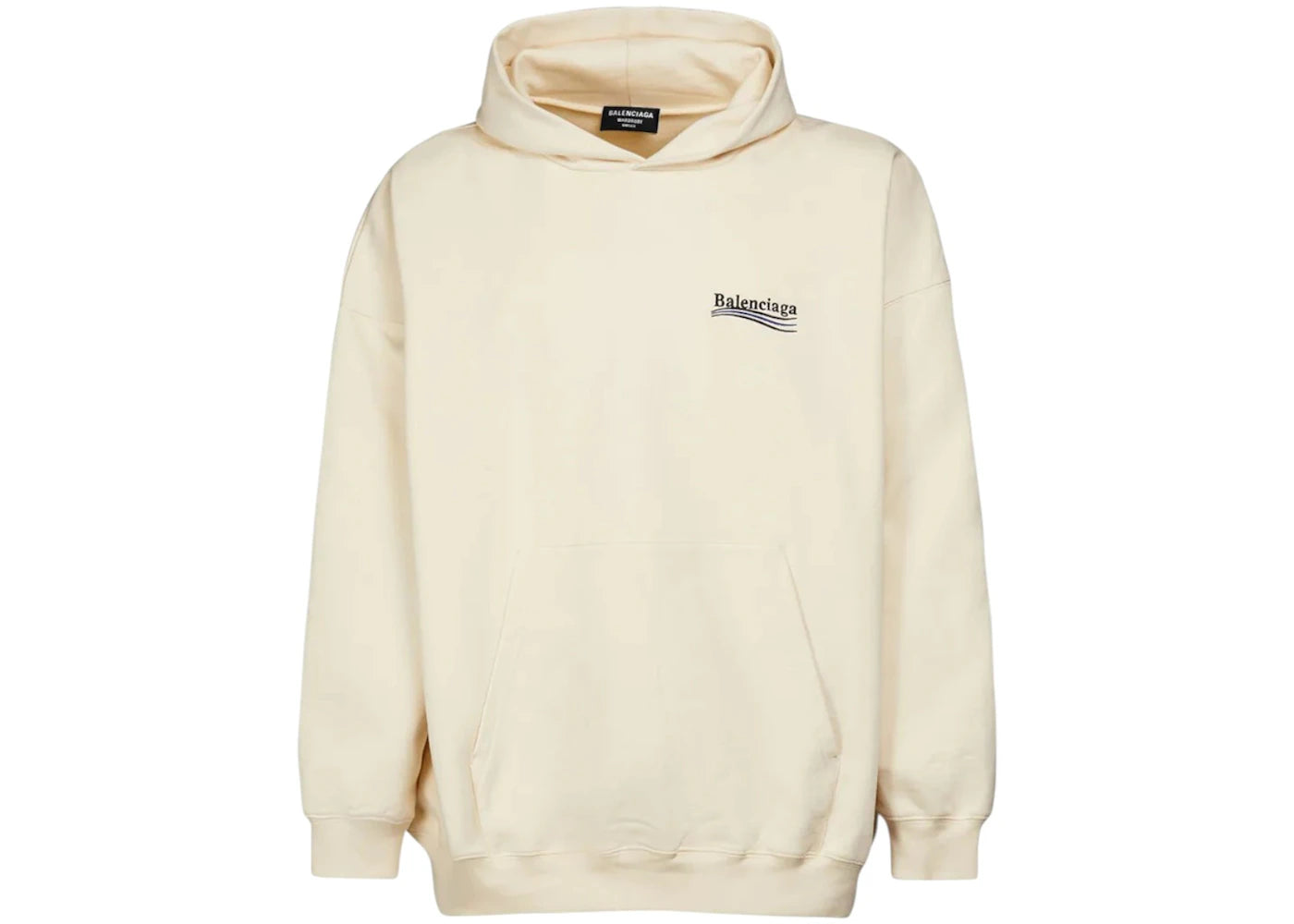 Balenciaga Political Campaign Embroidered Logo Hoodie Cream