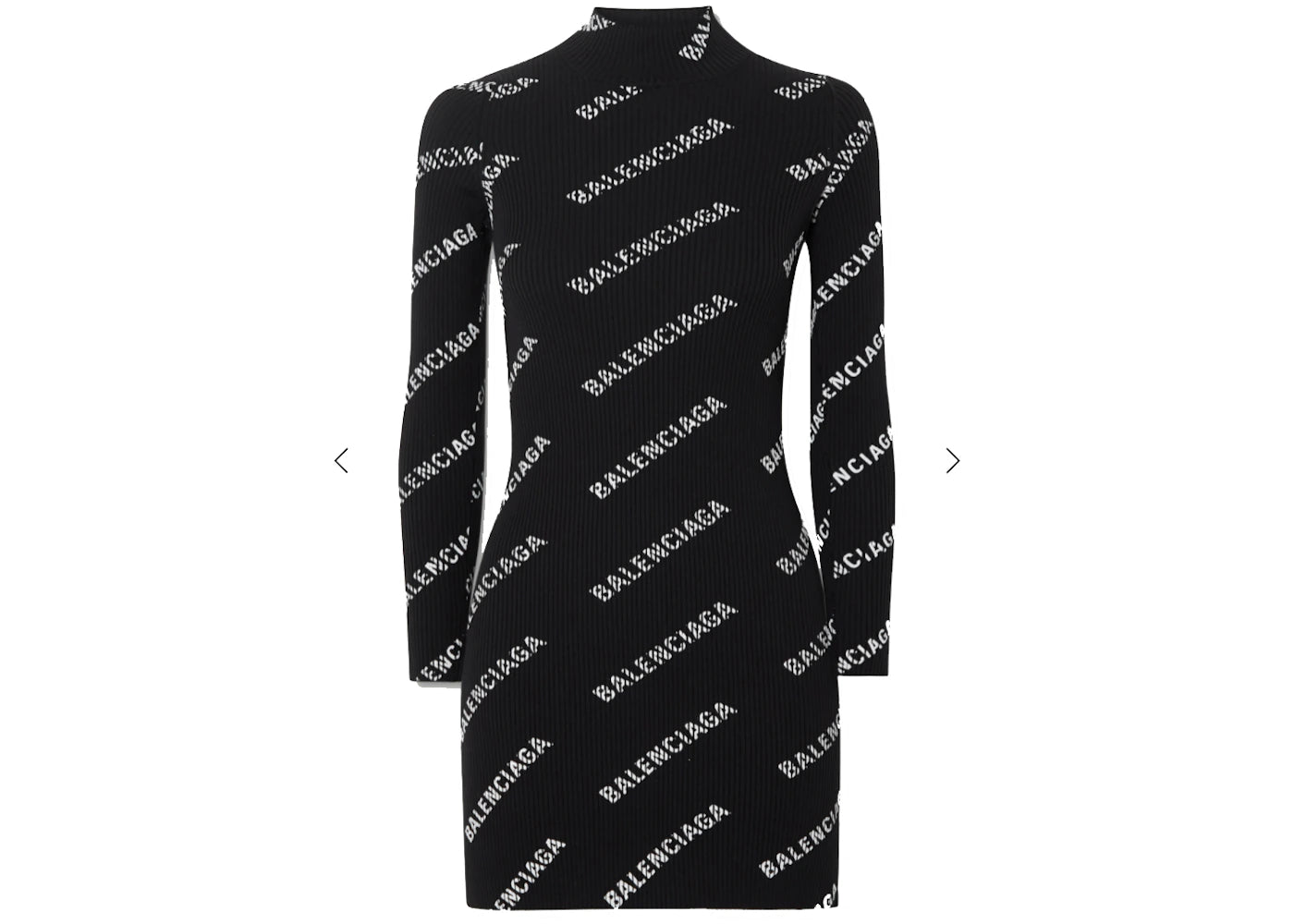 Balenciaga Printed Ribbed Knit Dress Black