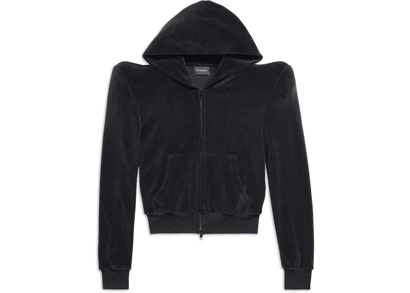 Balenciaga Round Shoulder Zip-Up Hoodie Small Fit in Black Black