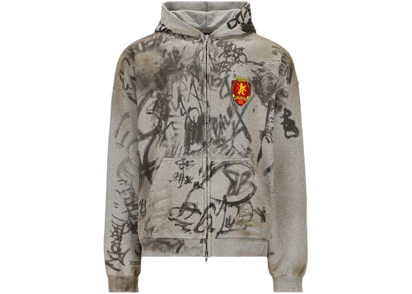 Balenciaga Scribbled Medium Fit Hoodie Grey