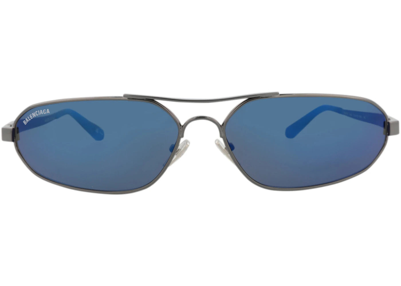 Balenciaga Shield-Frame Metal Sunglasses Ruthenium Ruthenium Blue (BB0227S-30013402-004)