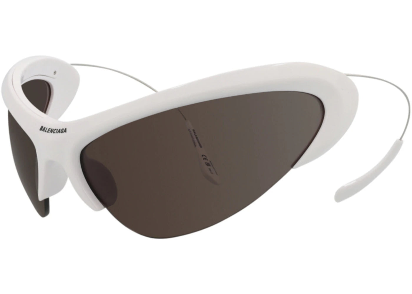 Balenciaga Shield Wrap Sunglasses White/Silver/Grey (BB0232S-30013513-003)