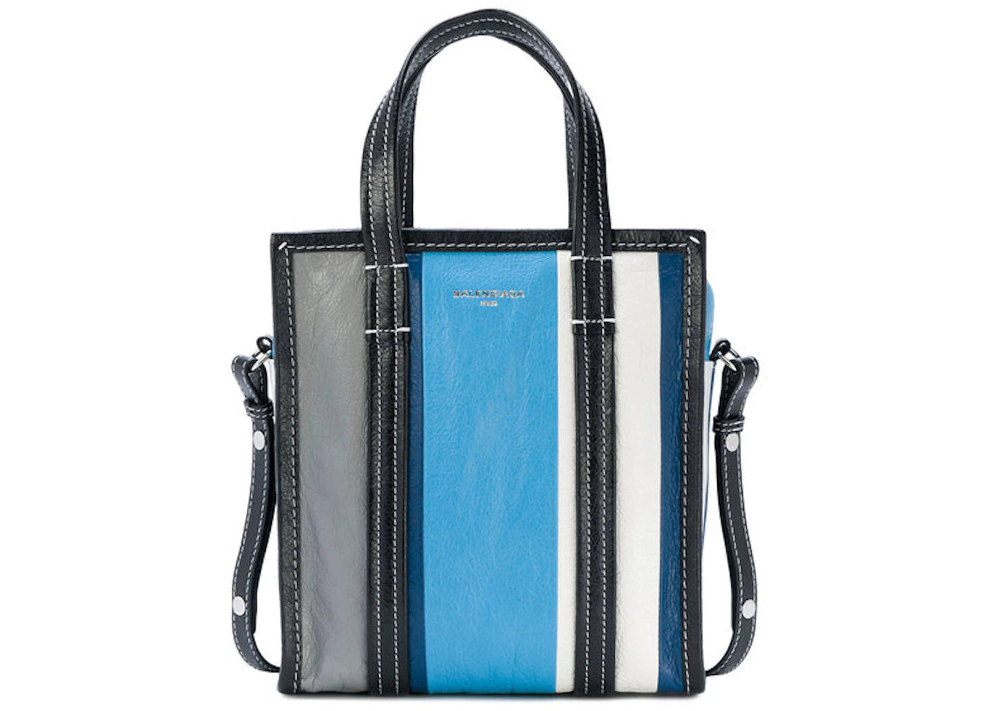 Balenciaga Shopper Bazar Striped XS Blue Grey White