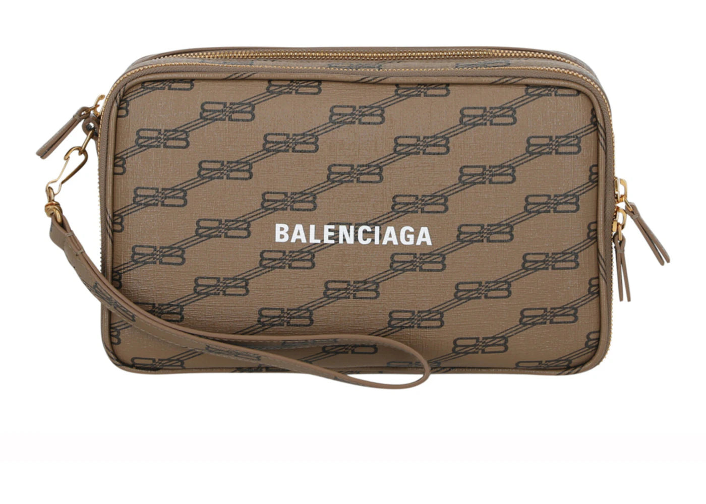 Balenciaga Signature Double Zip Pouch Beige