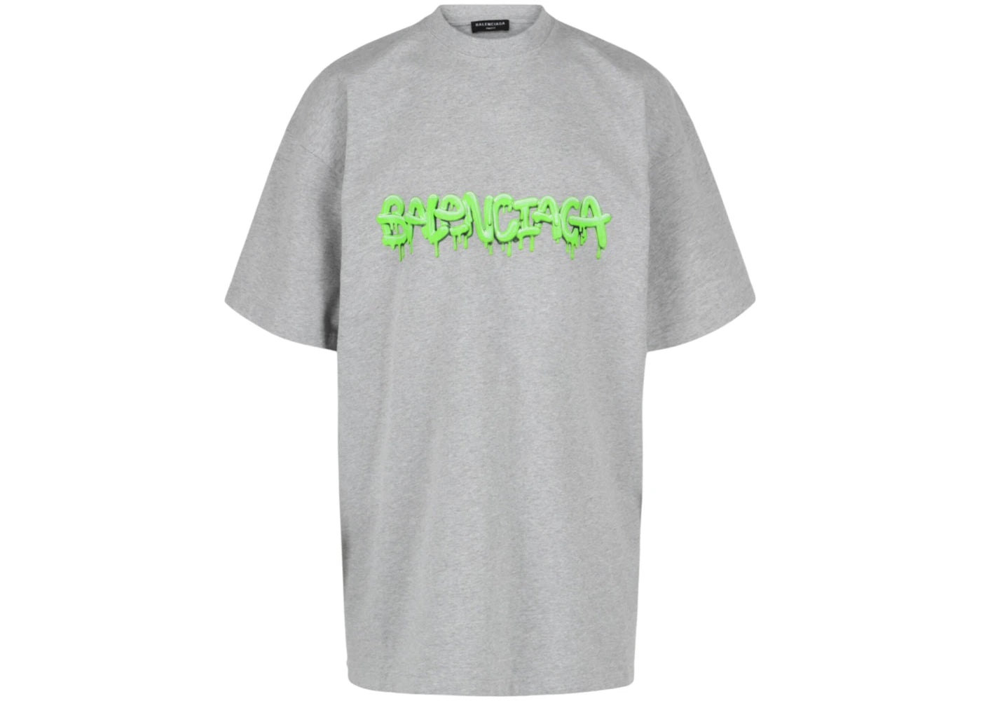 Balenciaga Slime Logo Oversized T-Shirt Heather Grey/Slime Green