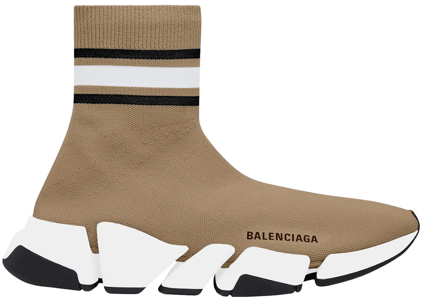 Balenciaga Speed 2.0 Recycled Knit Beige Stripes