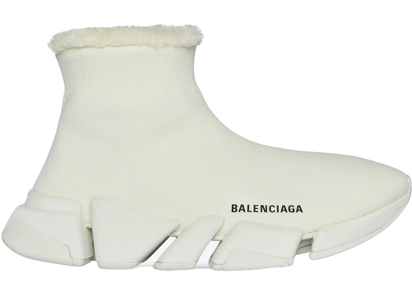 Balenciaga Speed 2.0 Recycled Knit Fake Fur Beige (Women's)