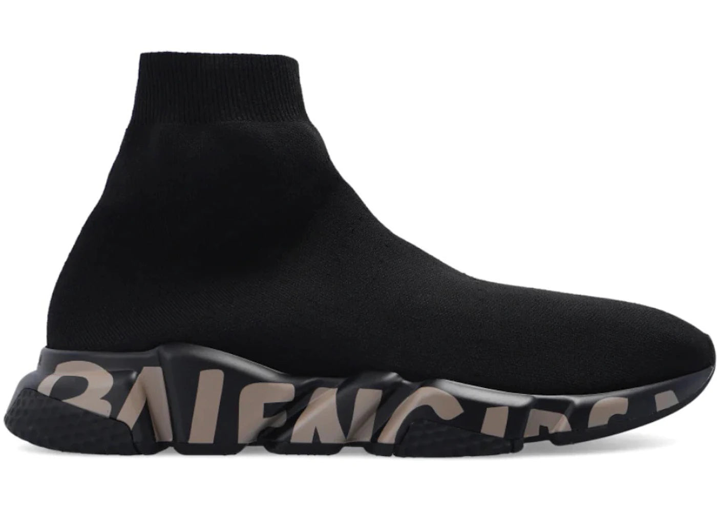 Balenciaga Speed Graffiti Trainers Black Dark Beige