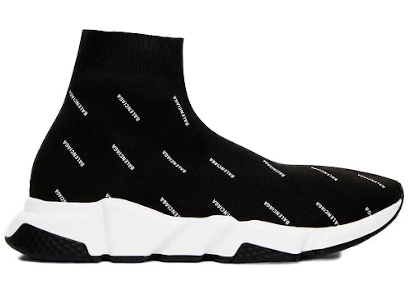 Balenciaga Speed Trainer Mid Logo Print Black