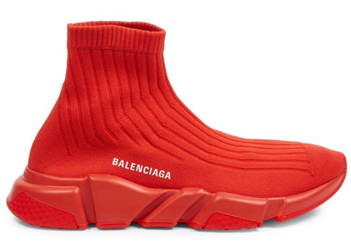 Balenciaga Speed Trainer Rib-Knit Rouge