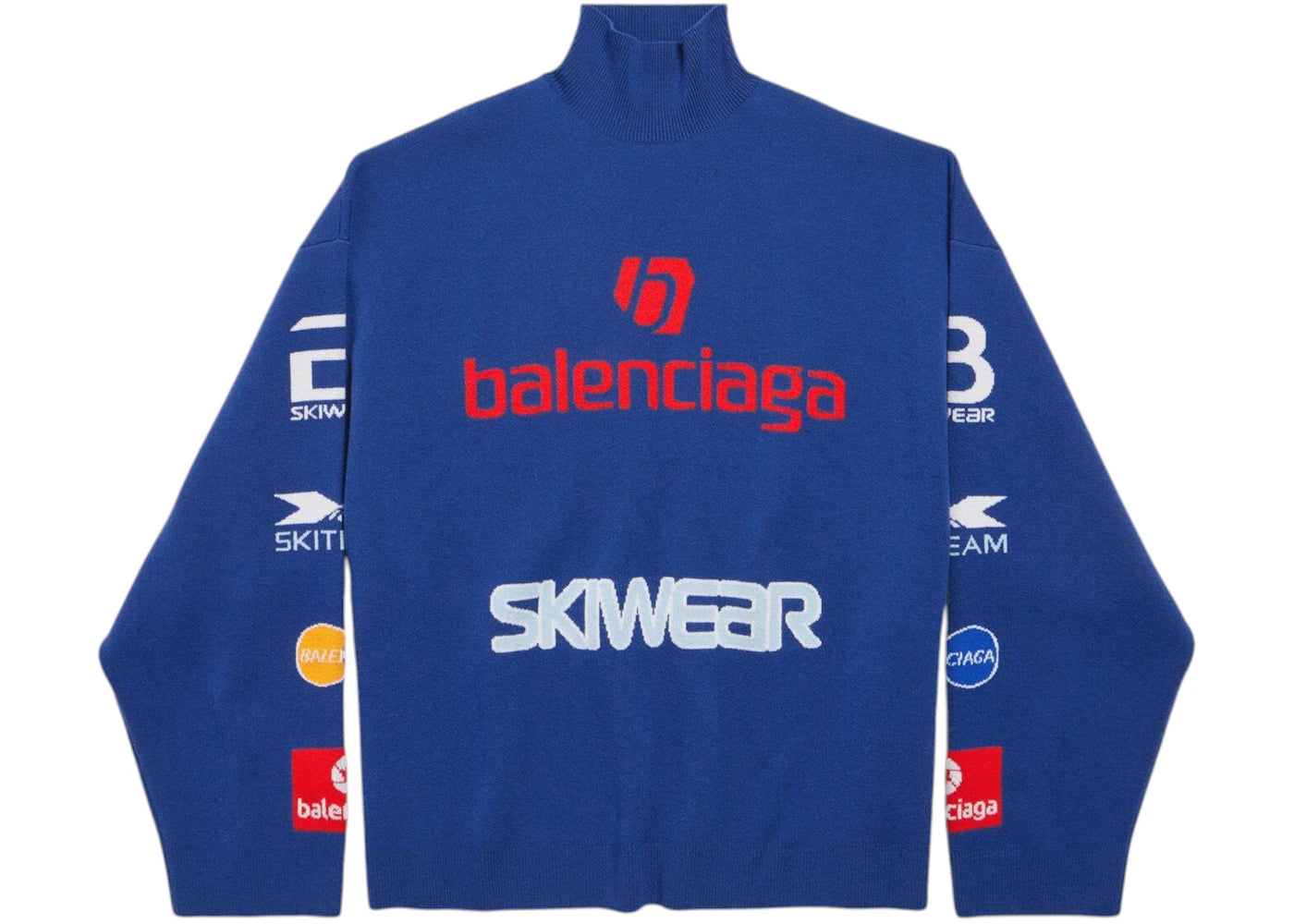 Balenciaga Sponsor Long Sleeve Turtleneck Sweater Blue