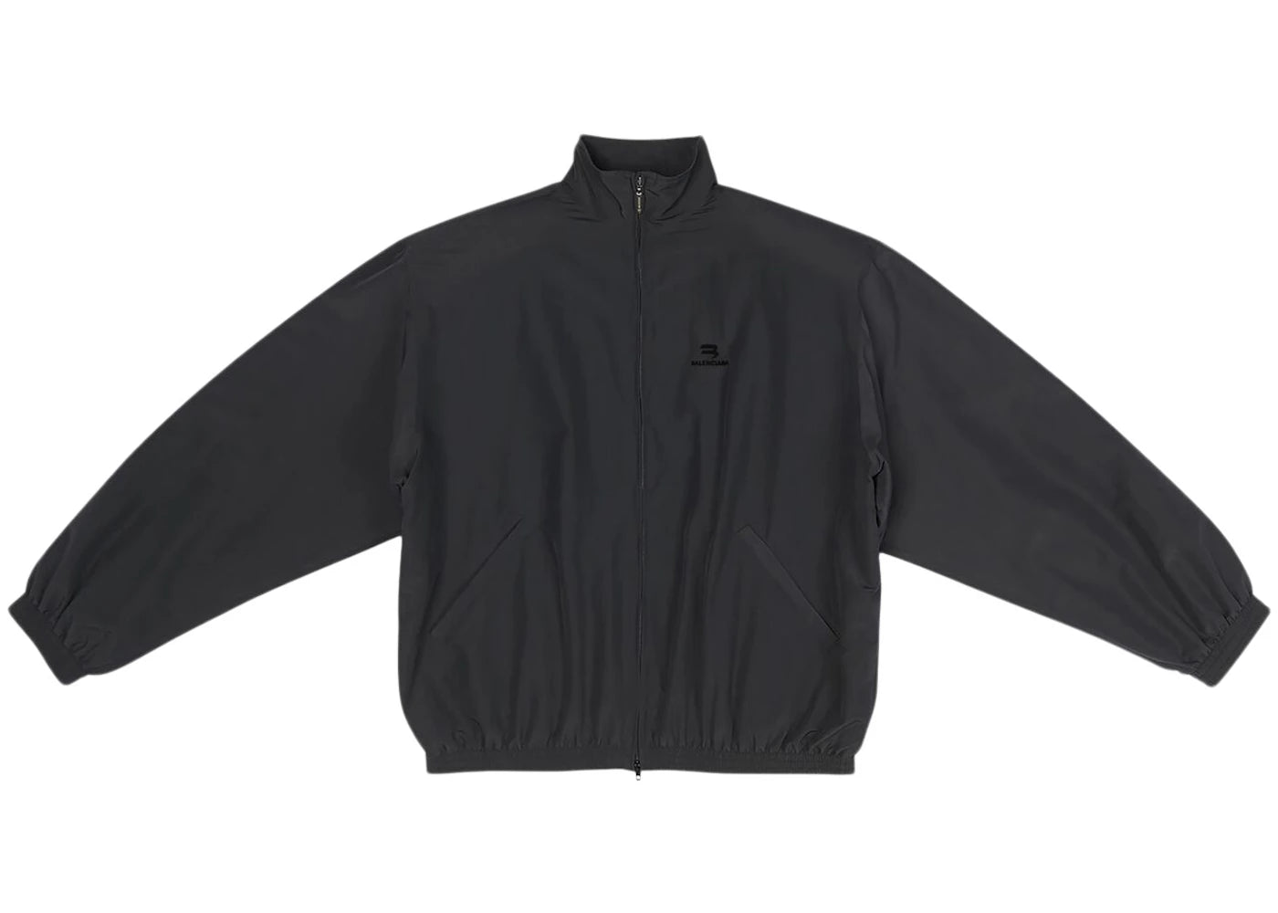 Balenciaga Sporty B Oversized Tracksuit Nylon Jacket Black/Black Logo