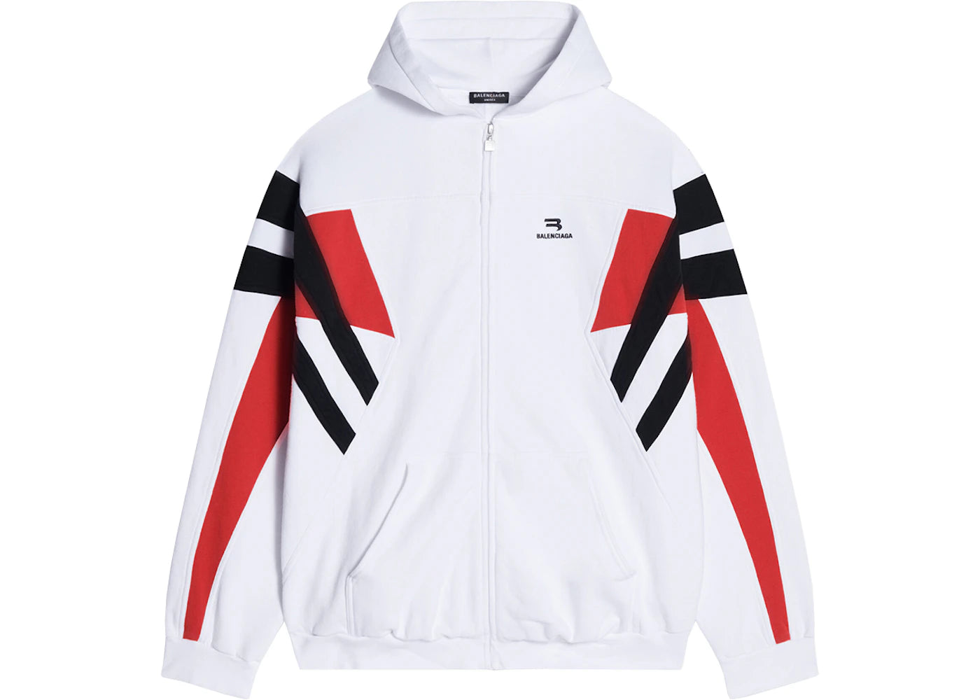 Balenciaga Sporty B Zip-Up Tracksuit Hoodie White/Red/Black