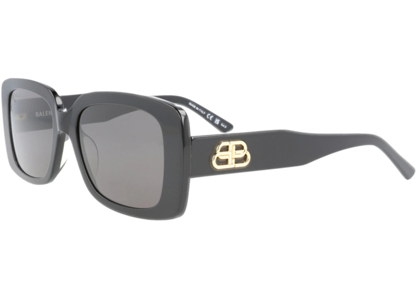 Balenciaga Square Rectangle Sunglasses Black/Black/Grey (BB0048S-30007965-001)