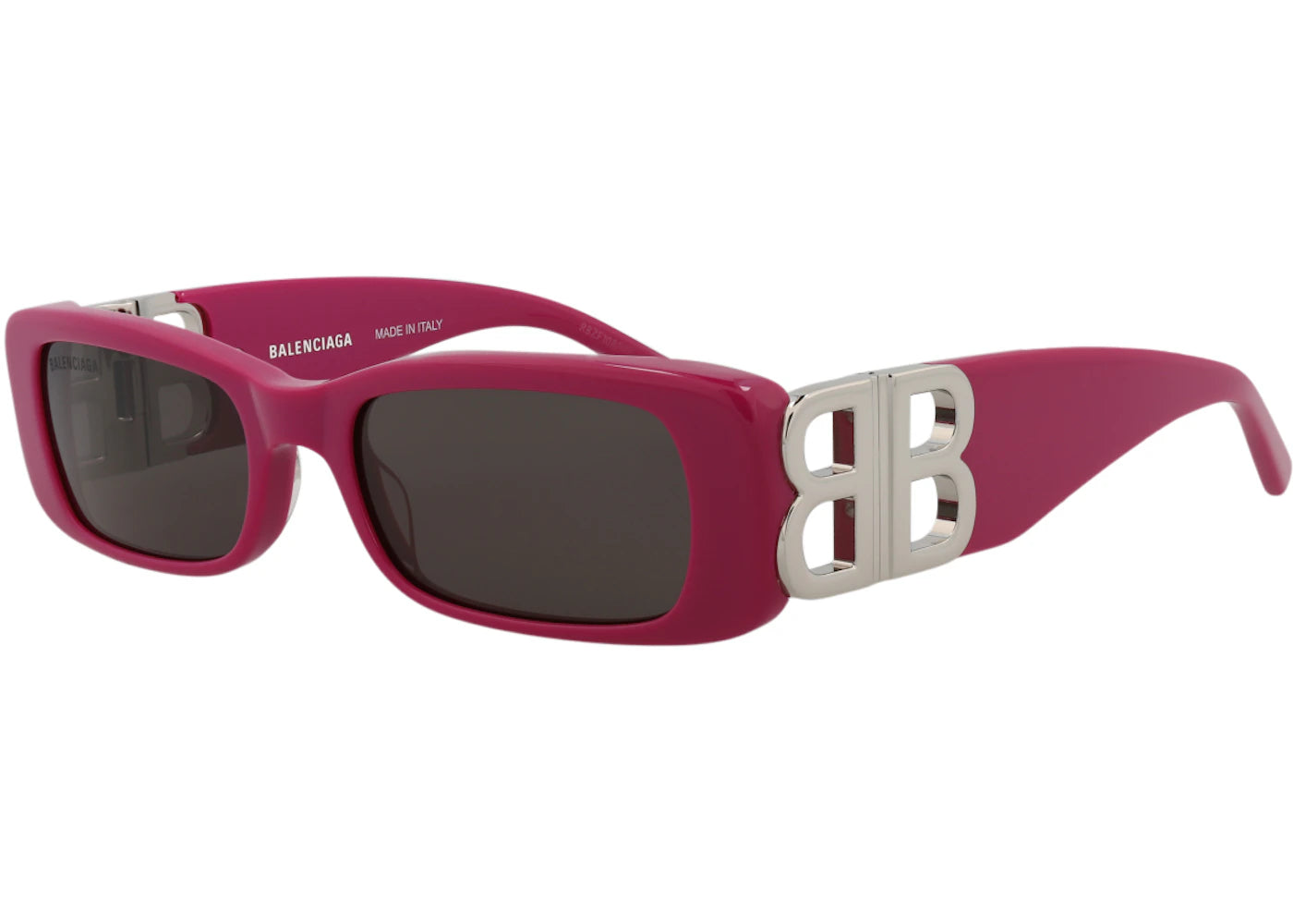 Balenciaga Square Rectangle Sunglasses Fuchsia/Silver/Grey (BB0096S-30008871-016)