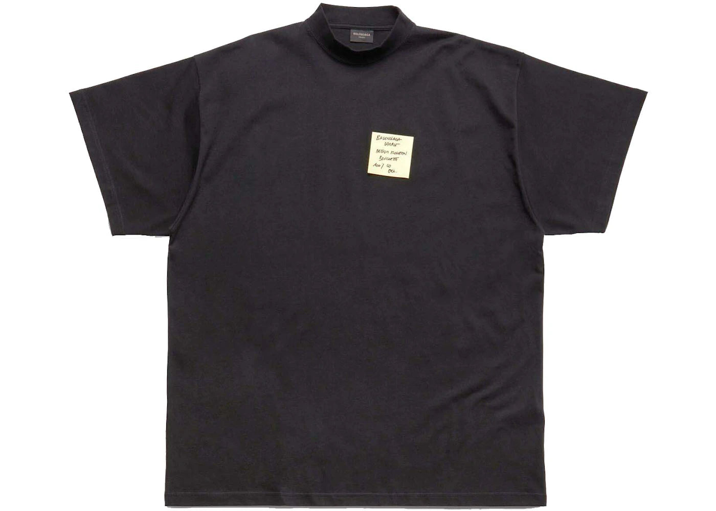 Balenciaga Sticky Note T-Shirt Oversized In Faded Black