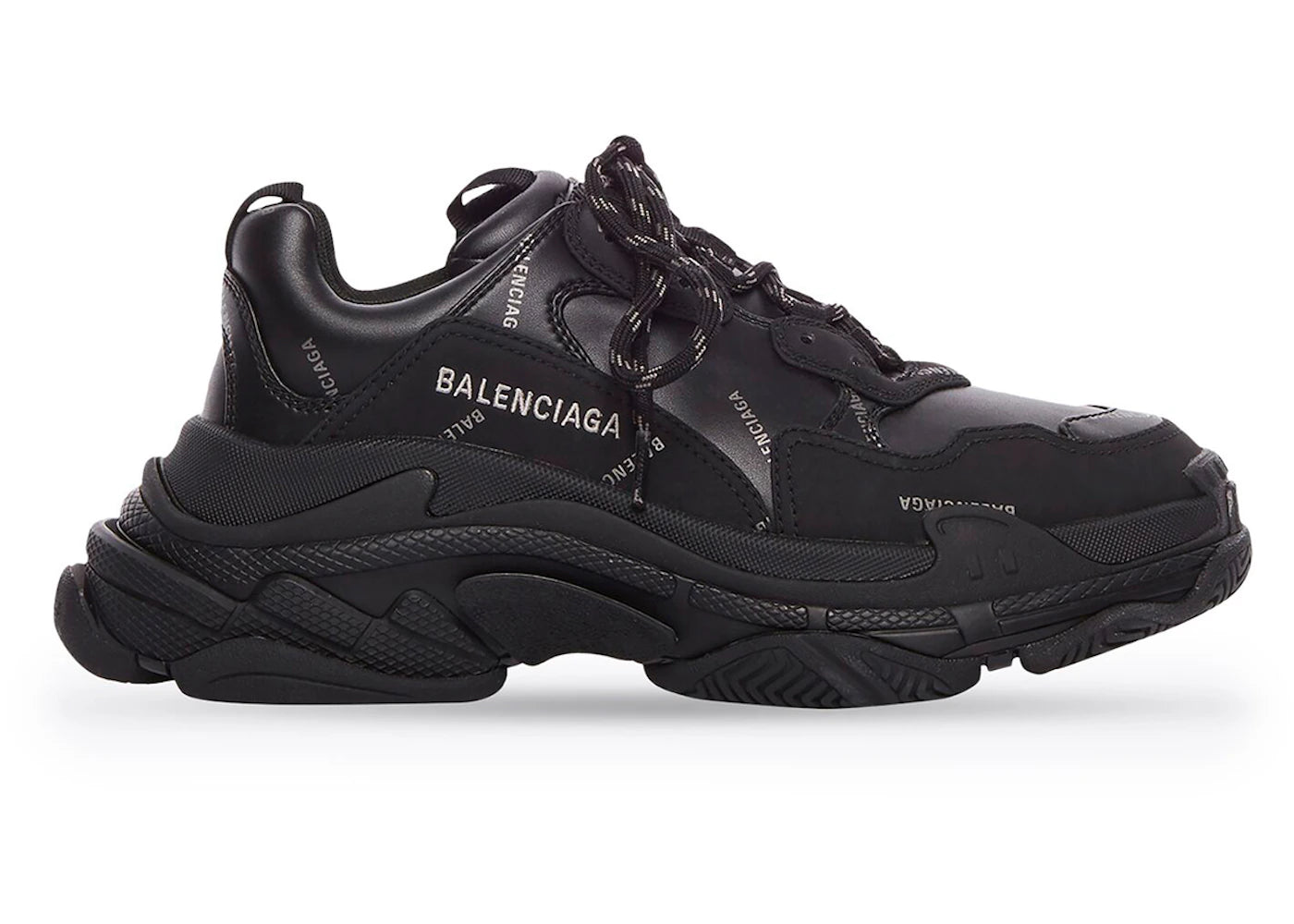 Balenciaga Triple S AllOver Logo Black Grey Leather Free