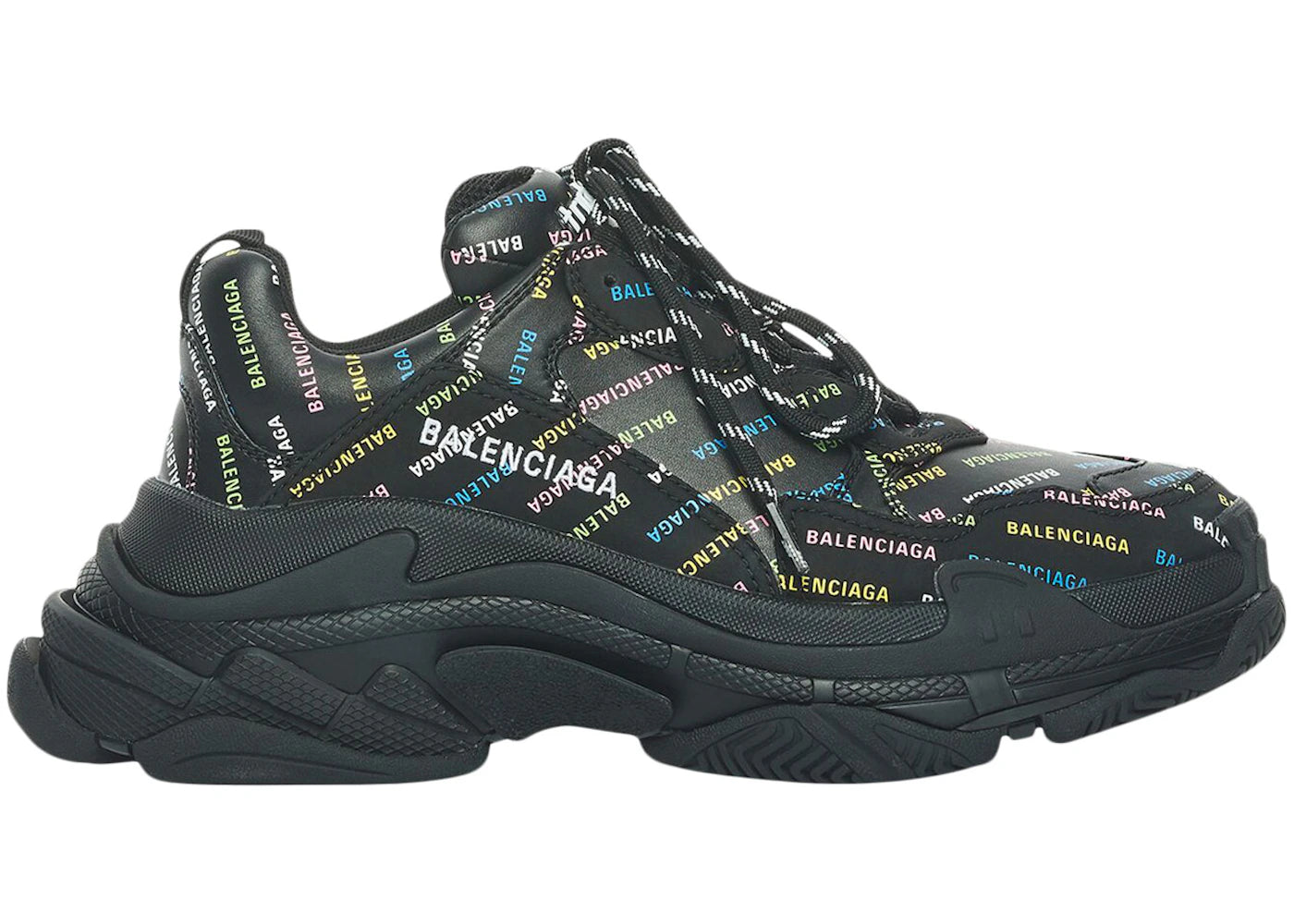 Balenciaga Triple S AllOver Logo Black Multicolor (Women's)