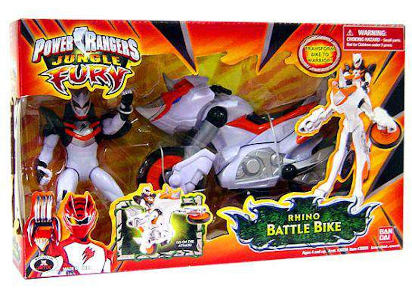 Bandai America Power Rangers Jungle Fury Rhino Battle Bike Action Figu ...