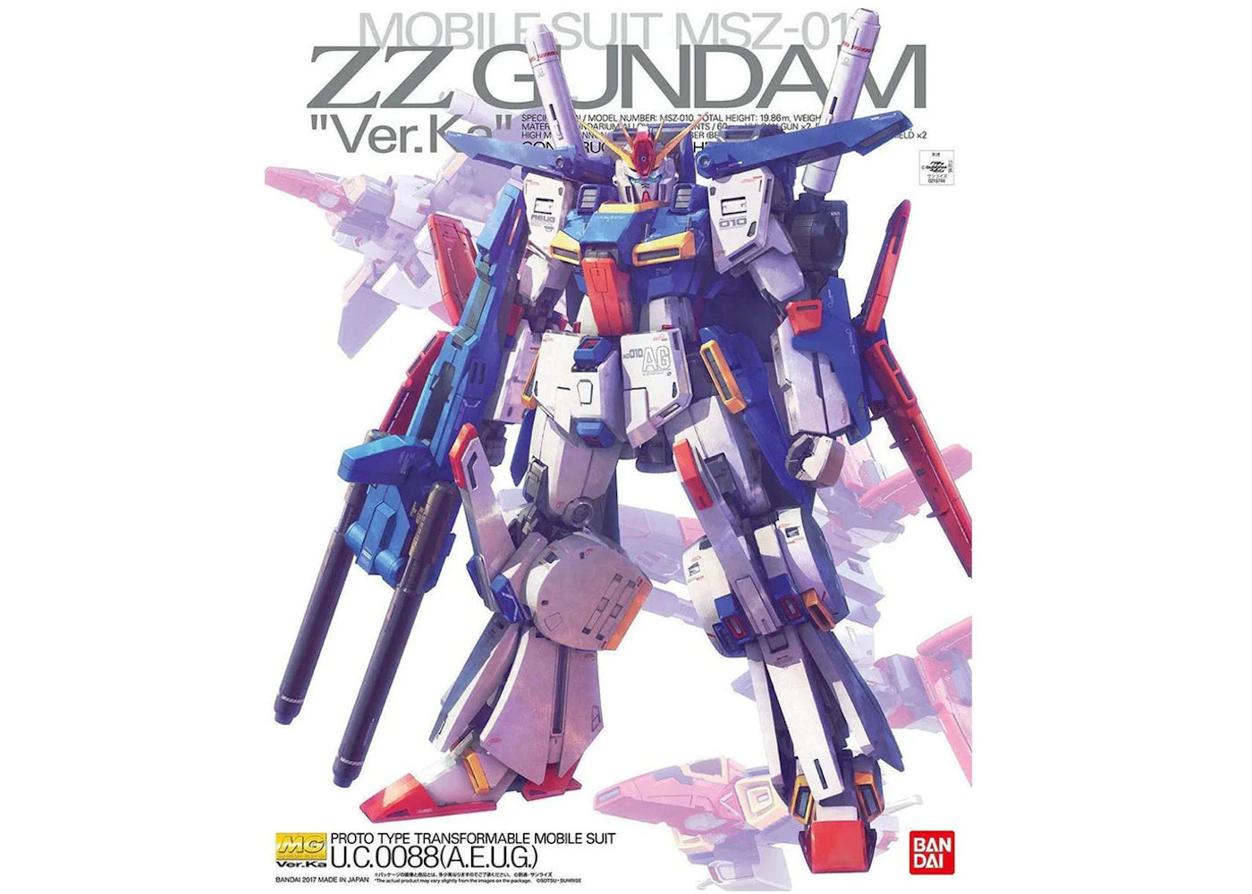 Bandai Gundam 1/100 MG MSZ-010 ZZ Gundam Ver.Ka Model Kit Figure (2017)