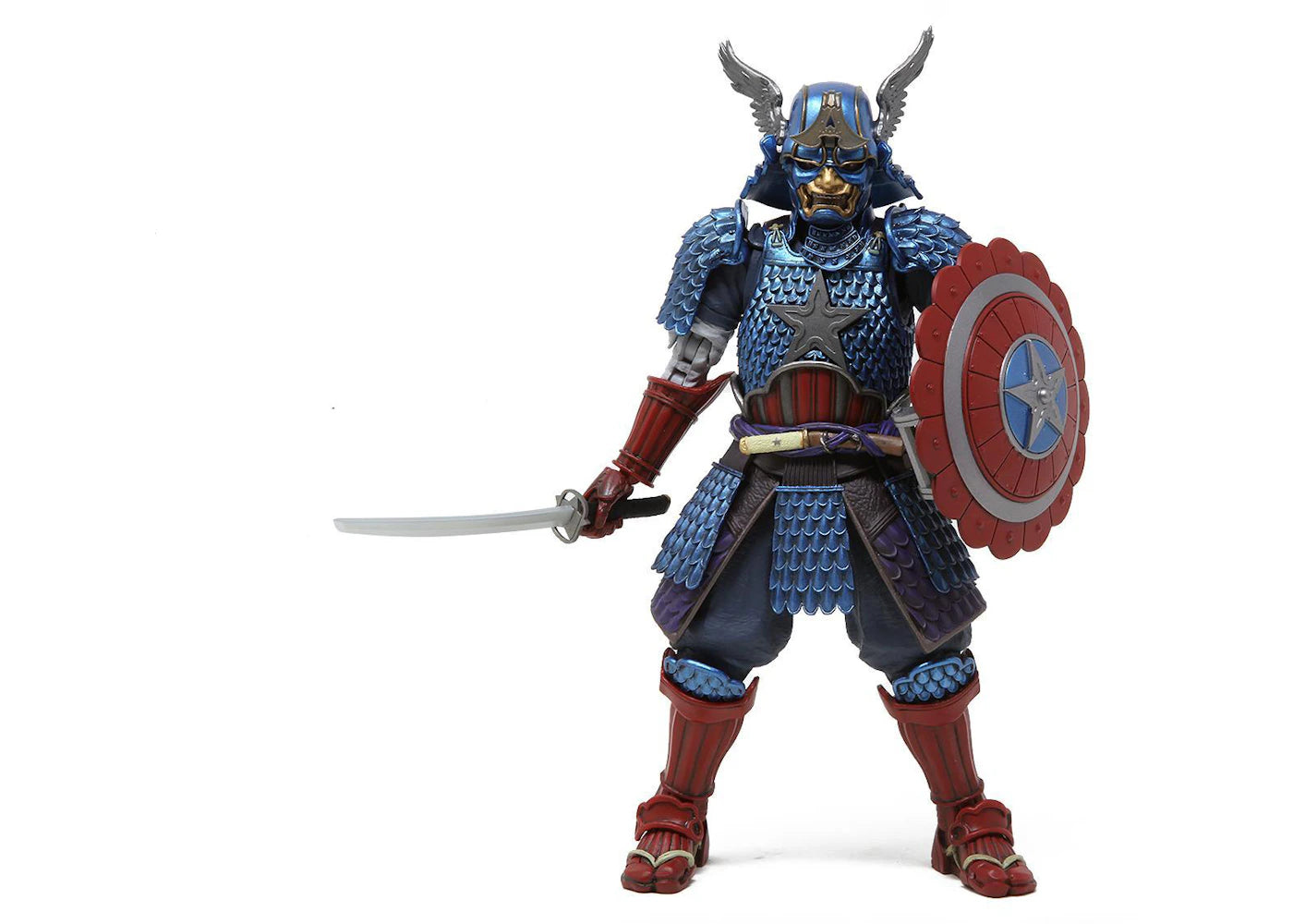 Bandai Meisho Manga Realization Marvel Samurai Captain America Action Figure Blue