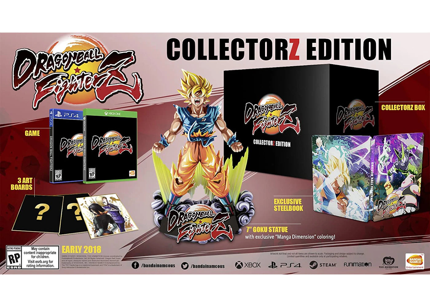 Bandai PS4 Dragon Ball FighterZ Collectorz Edition Video Game Bundle