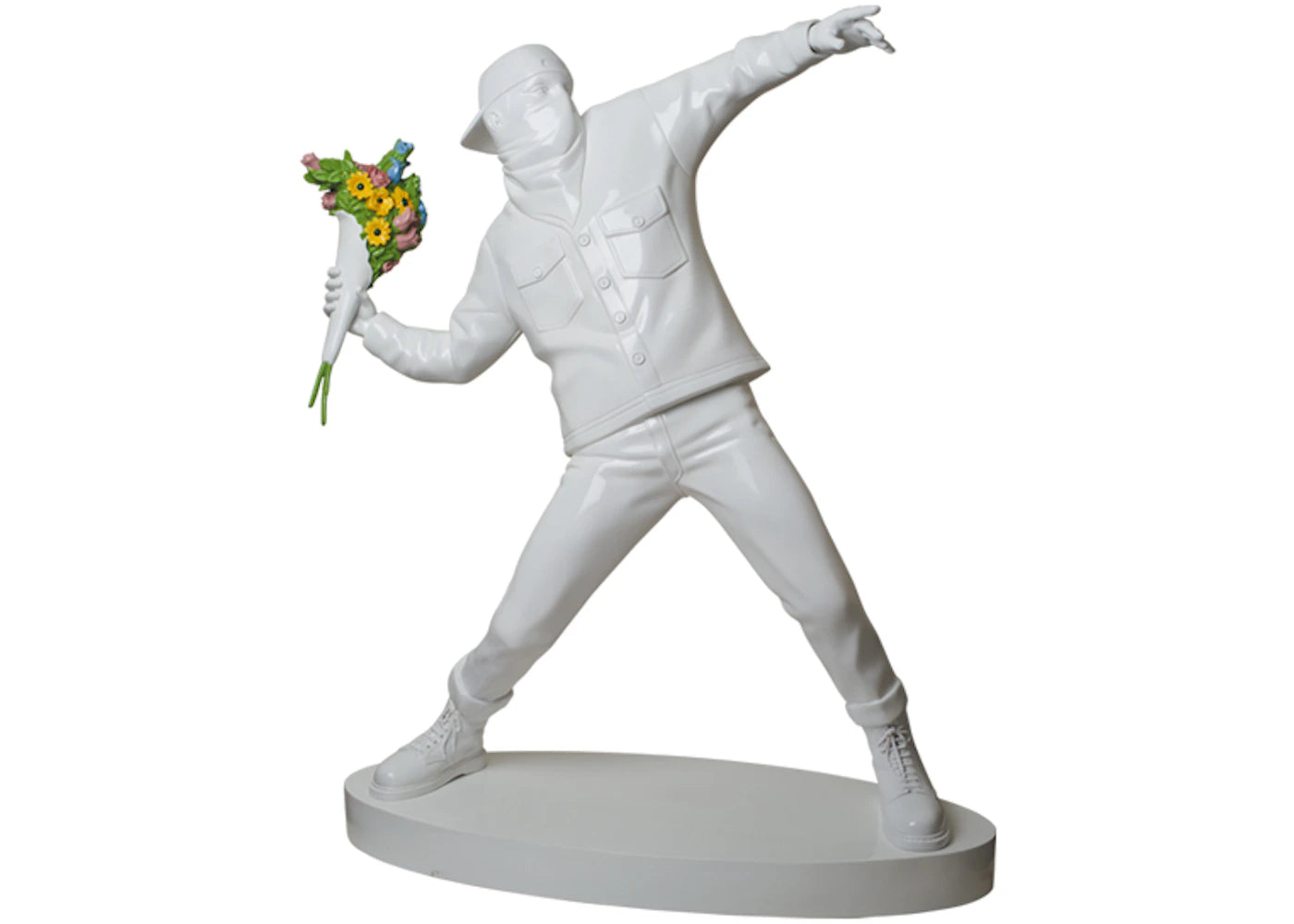 Banksy Brandalism Flower Bomber 3ft Figure White