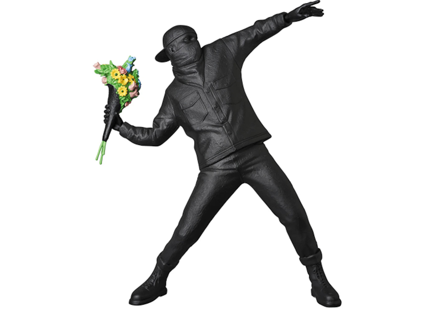 Banksy Brandalism Flower Bomber Figure Gesso Black