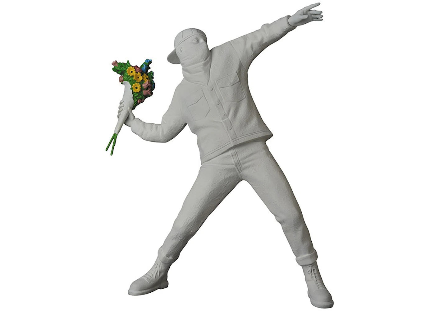 Banksy Brandalism Flower Bomber Figure Gesso White