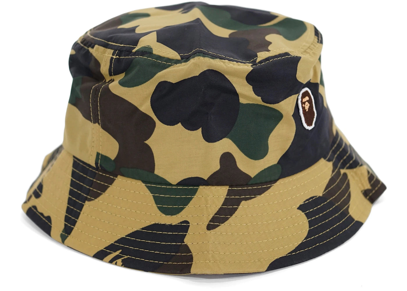 BAPE 1st Camo Apehead Nylon Crusher Bucket Hat Yellow